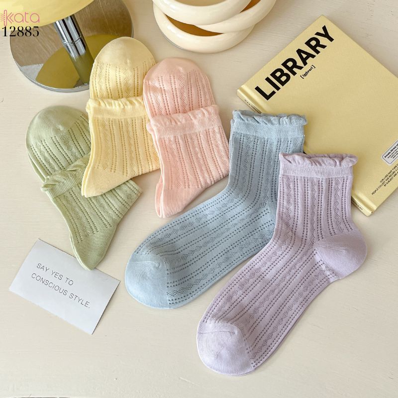 Tất bông mềm mịn vải chất lượng cao,vớ lưới viền nấm mỏng mát mùa hè 12885