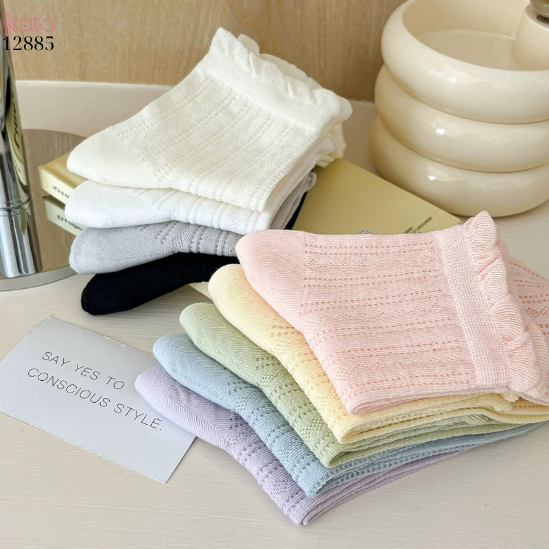 Tất bông mềm mịn vải chất lượng cao,vớ lưới viền nấm mỏng mát mùa hè 12885