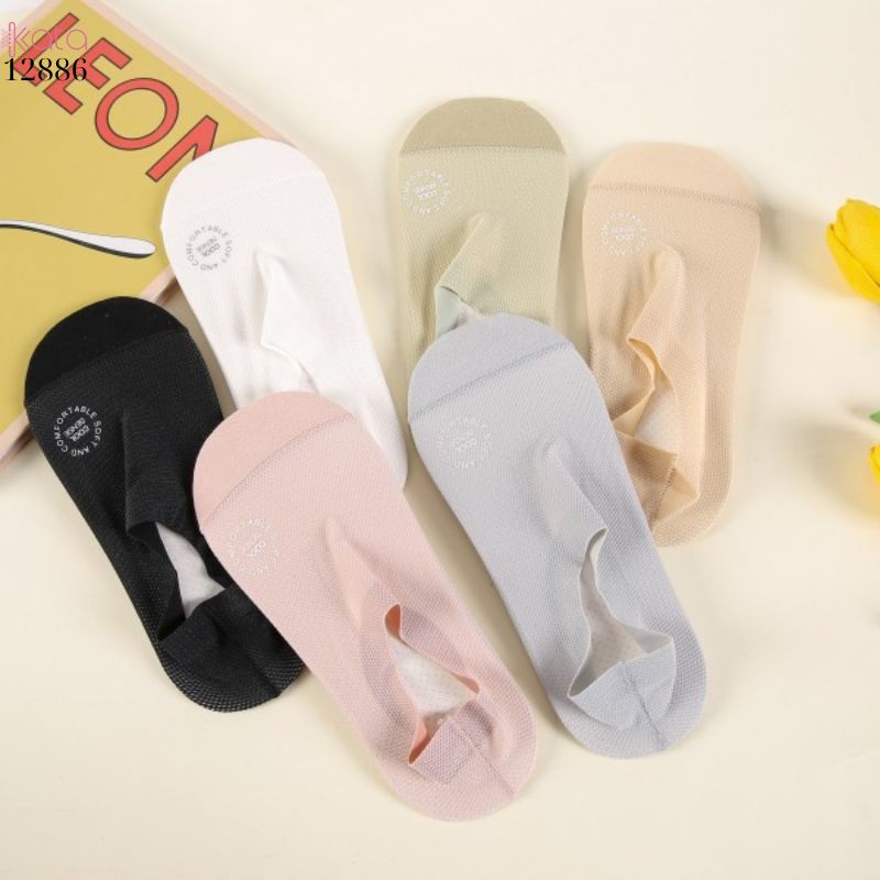 Tất lụa băng mỏng mát mùa hè,vớ thuyền có silicone chống trượt không rớt gót 12886