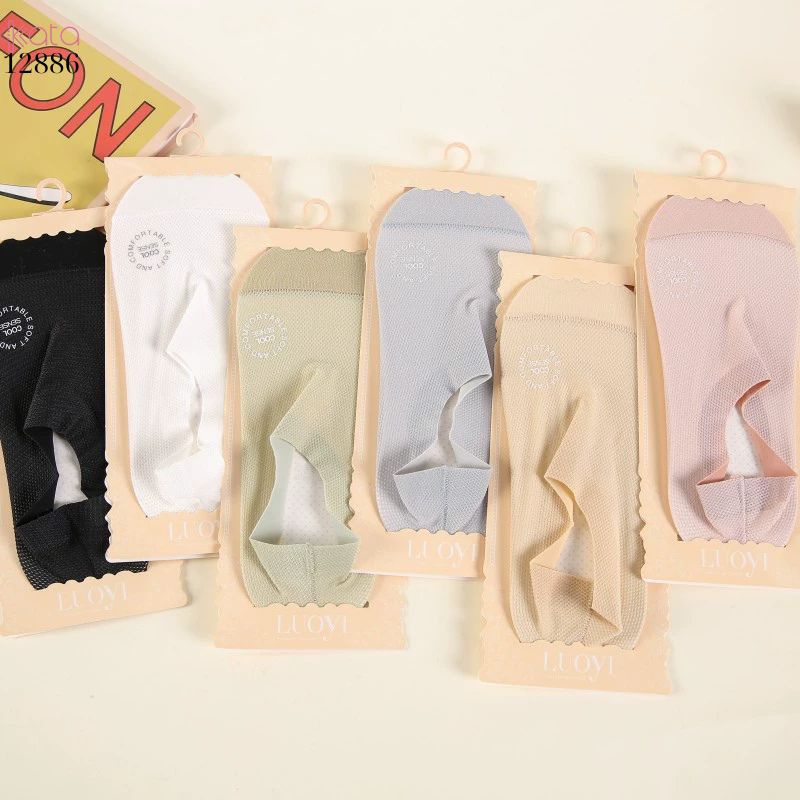 Tất lụa băng mỏng mát mùa hè,vớ thuyền có silicone chống trượt không rớt gót 12886