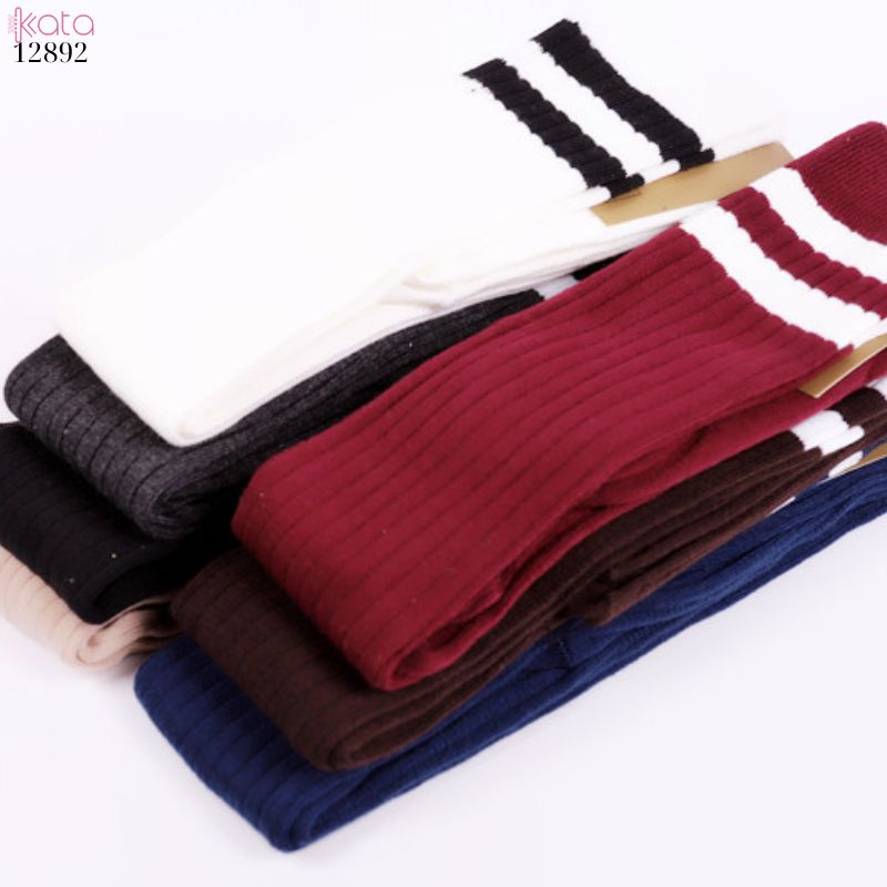 Tất qua gối 2 thanh sọc,tất dày nữ sinh bông mềm JK Girls Pile Socks 12892