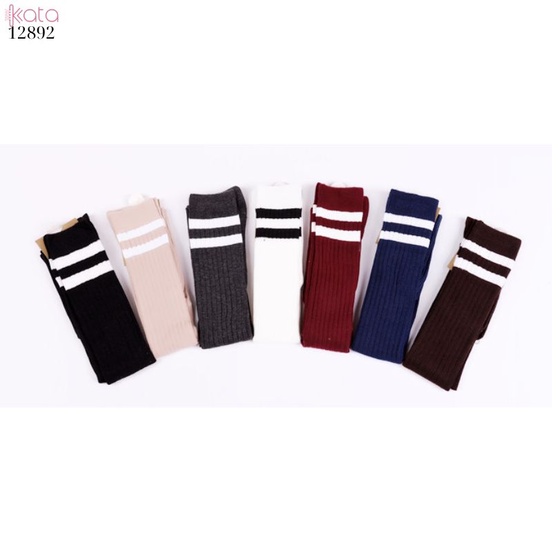 Tất qua gối 2 thanh sọc,tất dày nữ sinh bông mềm JK Girls Pile Socks 12892