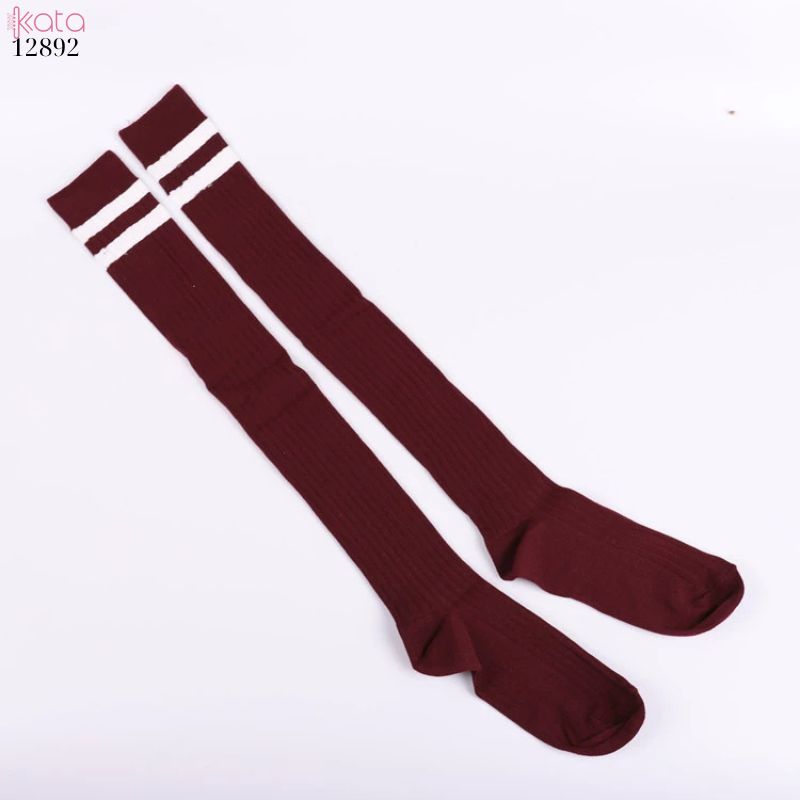 Tất qua gối 2 thanh sọc,tất dày nữ sinh bông mềm JK Girls Pile Socks 12892