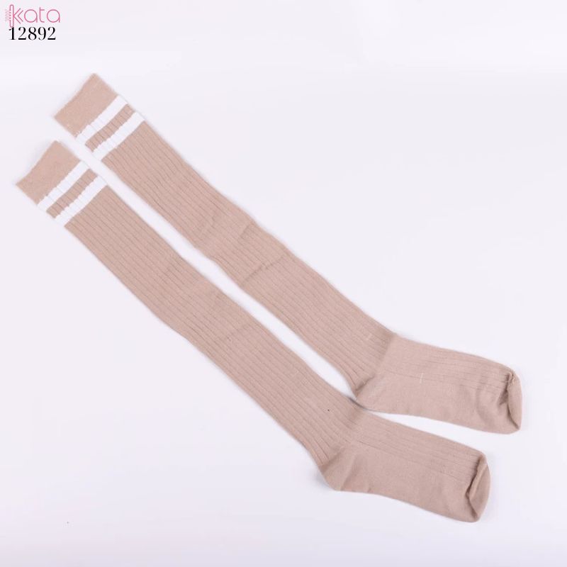 Tất qua gối 2 thanh sọc,tất dày nữ sinh bông mềm JK Girls Pile Socks 12892