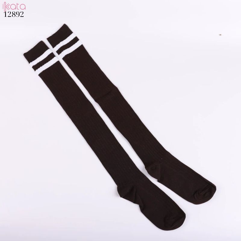 Tất qua gối 2 thanh sọc,tất dày nữ sinh bông mềm JK Girls Pile Socks 12892