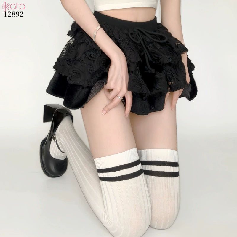 Tất qua gối 2 thanh sọc,tất dày nữ sinh bông mềm JK Girls Pile Socks 12892