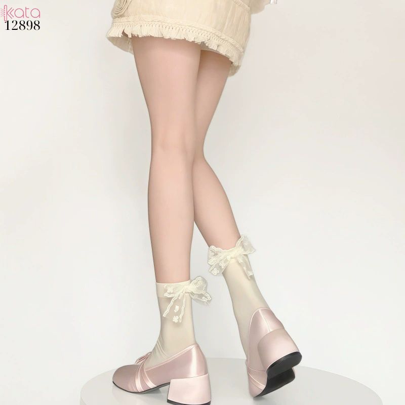 Tất ren ruy băng,vớ giữa bắp chân JK lolita mùa hè thoáng khí 12901