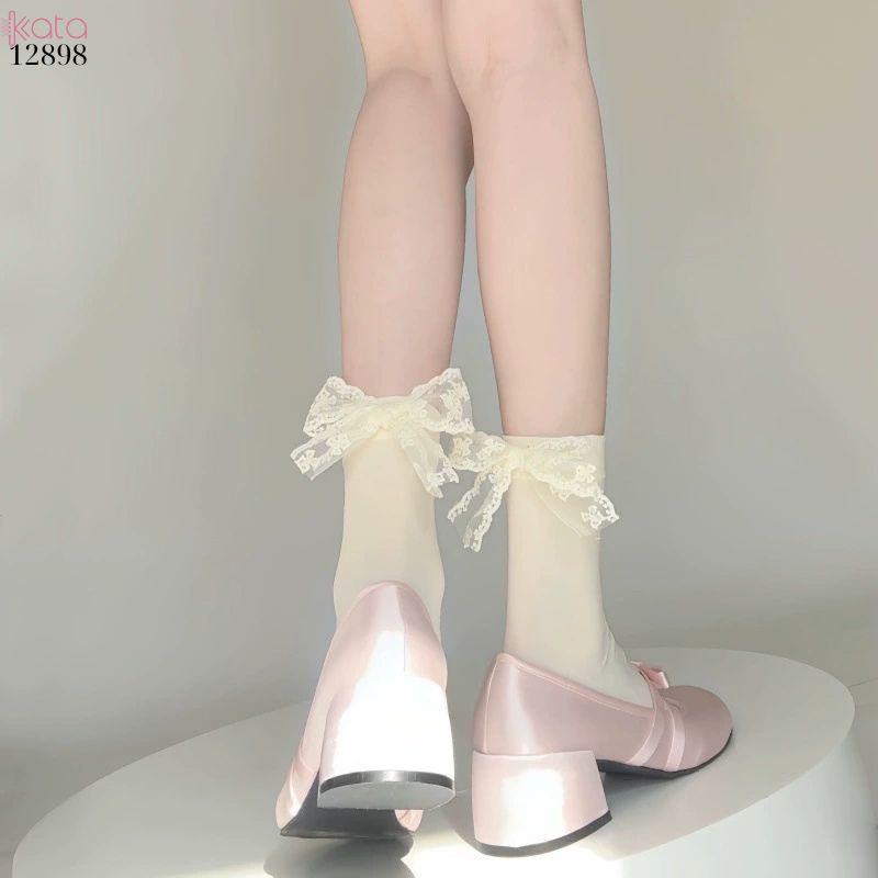 Tất ren ruy băng,vớ giữa bắp chân JK lolita mùa hè thoáng khí 12901