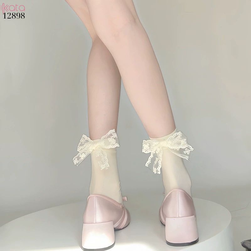 Tất ren ruy băng,vớ giữa bắp chân JK lolita mùa hè thoáng khí 12901