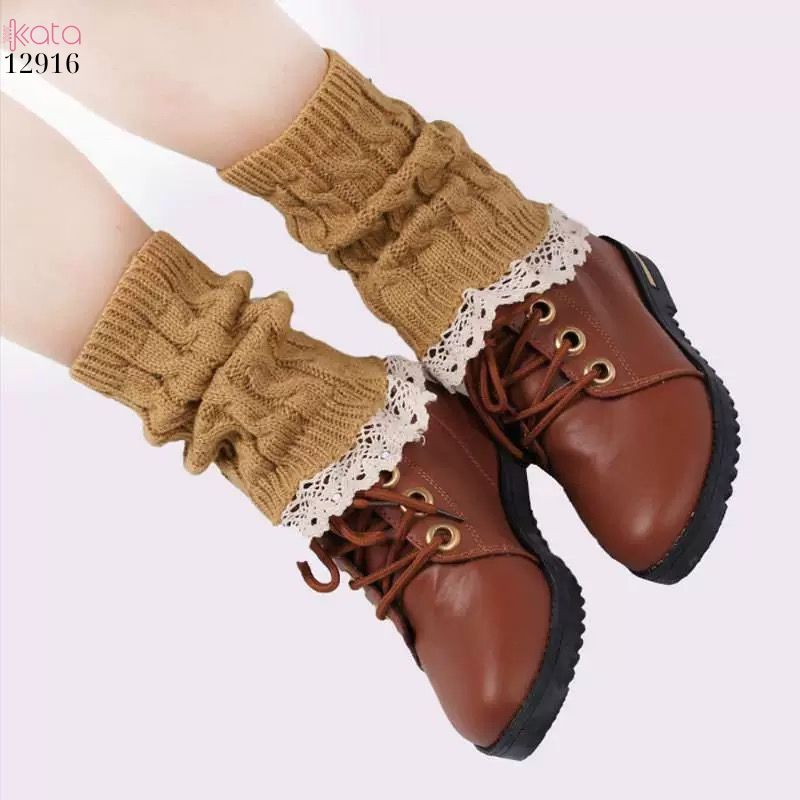 Ống tất len giữ ấm cổ chân cổ tay mùa đông,tất đi bốt dệt kim ren giữ ấm mắt cá chân 12917