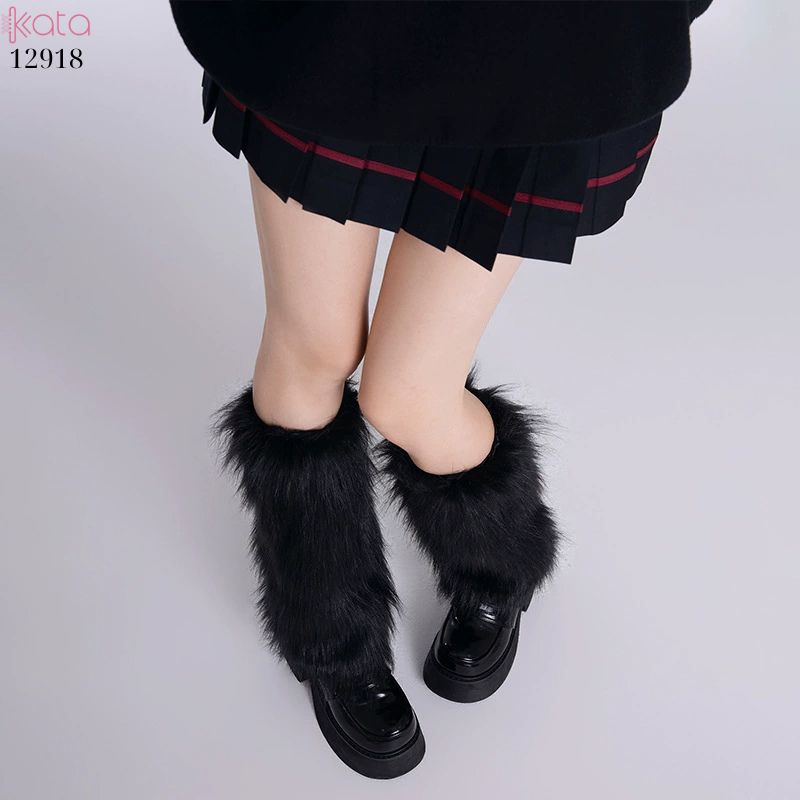 Ống tất lông phong cách Y2K giữ ấm mùa đông,tất lông sang trọng cá tính 12918