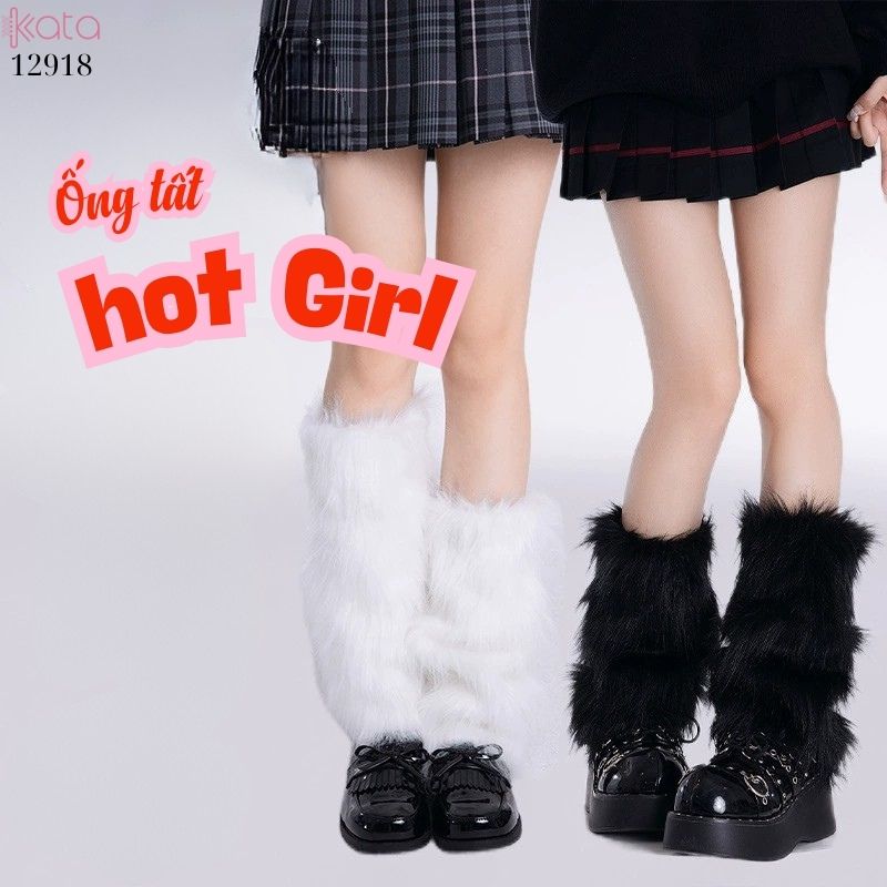 Ống tất lông phong cách Y2K giữ ấm mùa đông,tất lông sang trọng cá tính 12918