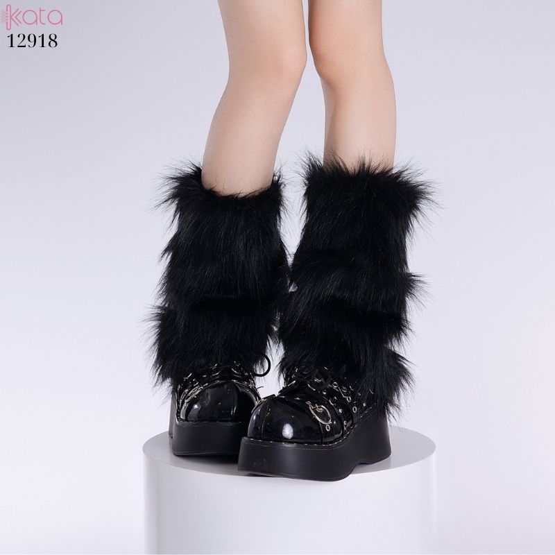 Ống tất lông phong cách Y2K giữ ấm mùa đông,tất lông sang trọng cá tính 12918