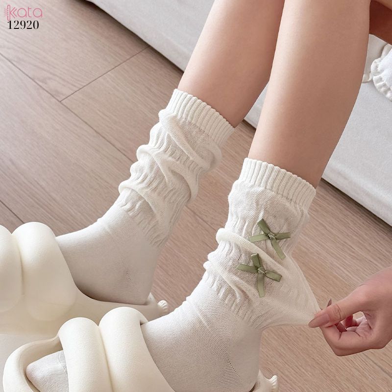 Tất nơ bông mềm dễ thương phong cách Nhật Bản, vớ giữa bắp chân Lolita JK 12920