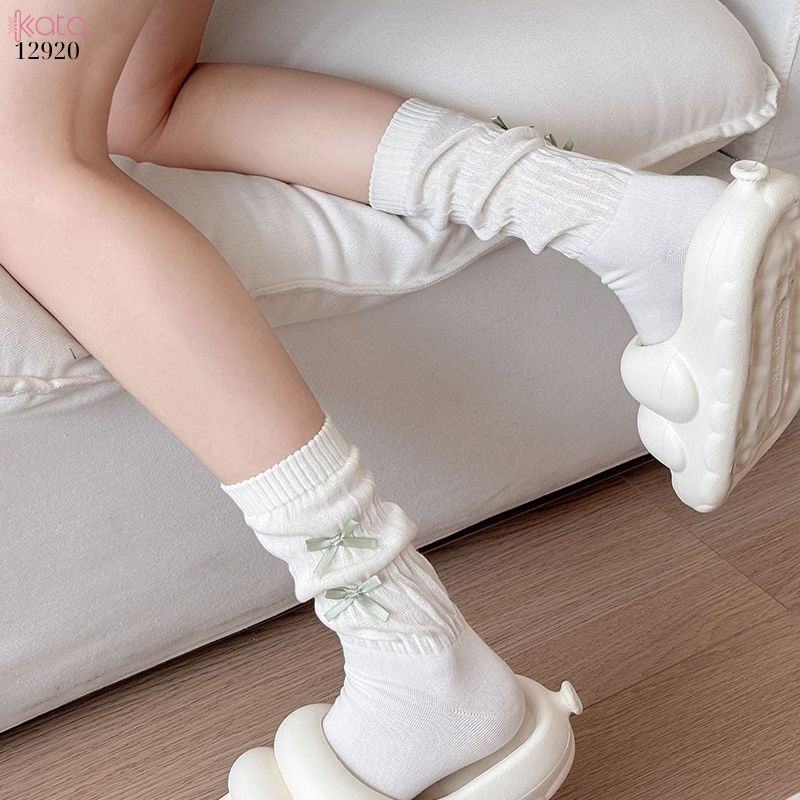 Tất nơ bông mềm dễ thương phong cách Nhật Bản, vớ giữa bắp chân Lolita JK 12920