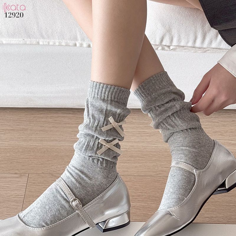 Tất nơ bông mềm dễ thương phong cách Nhật Bản, vớ giữa bắp chân Lolita JK 12920