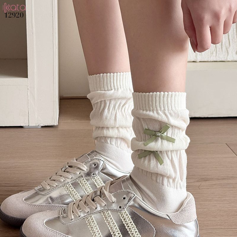Tất nơ bông mềm dễ thương phong cách Nhật Bản, vớ giữa bắp chân Lolita JK 12920