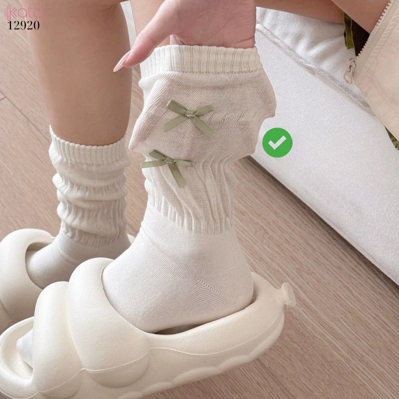 Tất nơ bông mềm dễ thương phong cách Nhật Bản, vớ giữa bắp chân Lolita JK 12920