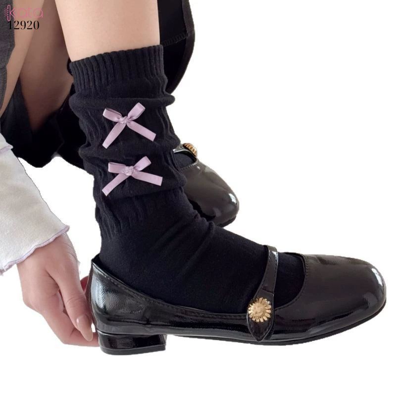 Tất nơ bông mềm dễ thương phong cách Nhật Bản, vớ giữa bắp chân Lolita JK 12920