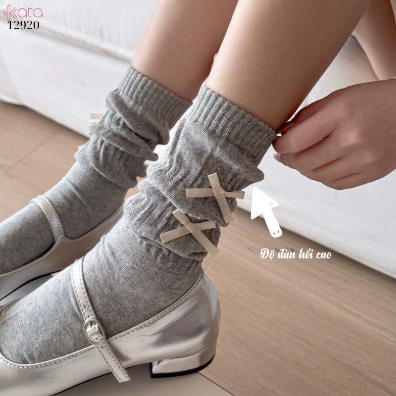 Tất nơ bông mềm dễ thương phong cách Nhật Bản, vớ giữa bắp chân Lolita JK 12920