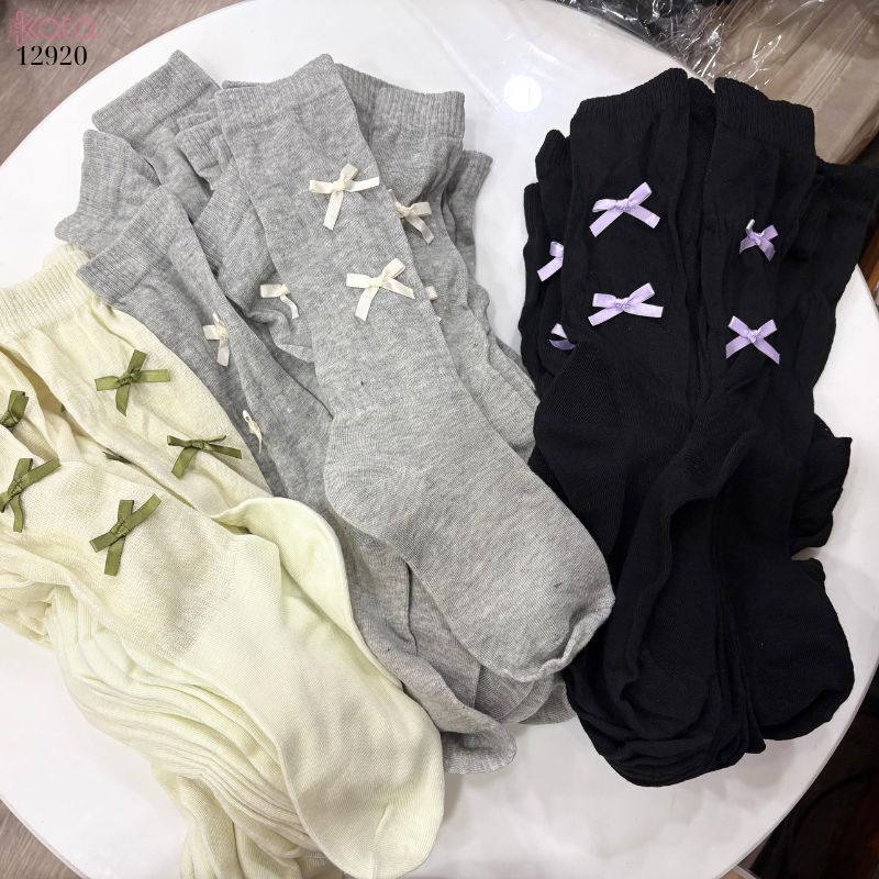 Tất nơ bông mềm dễ thương phong cách Nhật Bản, vớ giữa bắp chân Lolita JK 12920