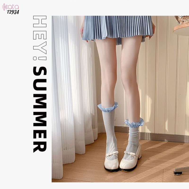 Tất ren  JK Lolita cotton,vớ mỏng mùa xuân hè phong cách ballet 12934