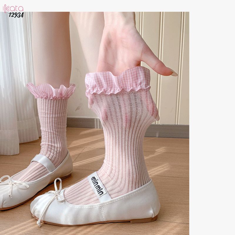 Tất ren  JK Lolita cotton,vớ mỏng mùa xuân hè phong cách ballet 12934