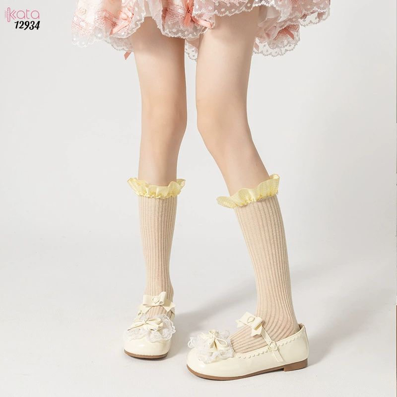 Tất ren  JK Lolita cotton,vớ mỏng mùa xuân hè phong cách ballet 12934