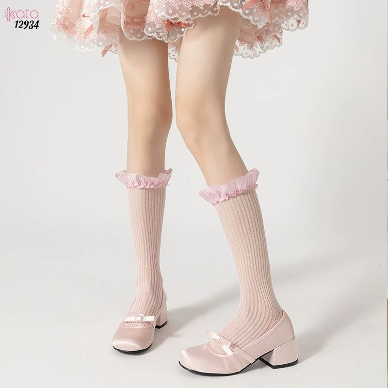 Tất ren  JK Lolita cotton,vớ mỏng mùa xuân hè phong cách ballet 12934