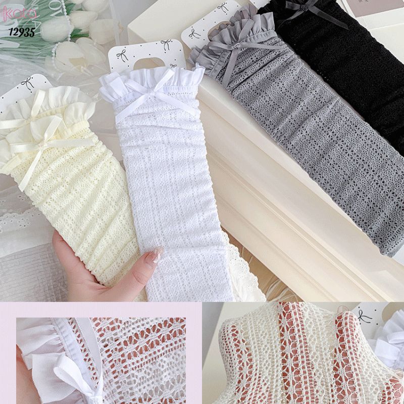 Ống tất nơ lolita,vớ đi bốt, ống chân vải ren ruy băng 12935