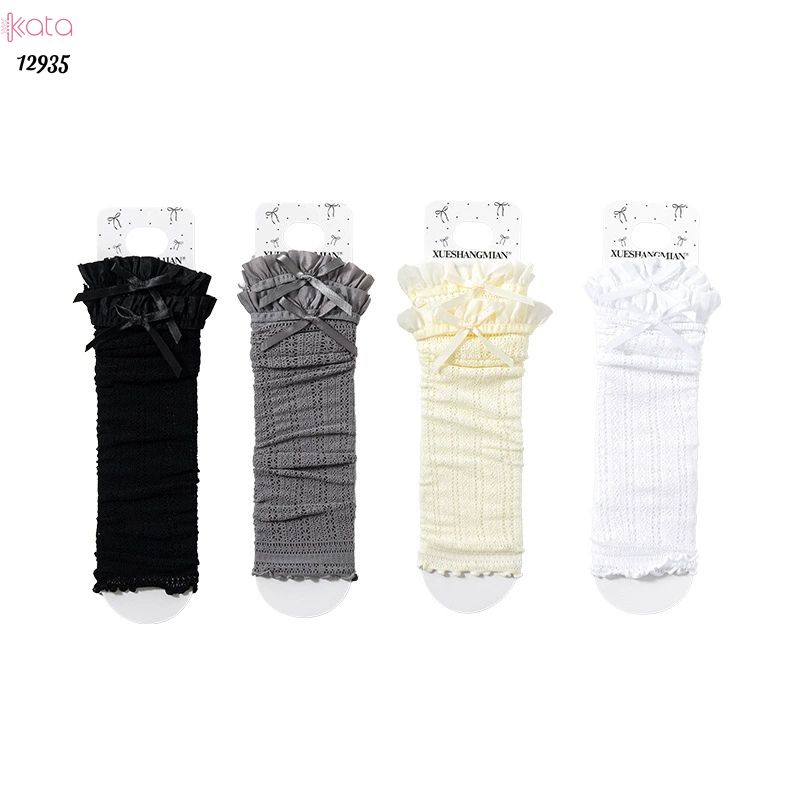 Ống tất nơ lolita,vớ đi bốt, ống chân vải ren ruy băng 12935