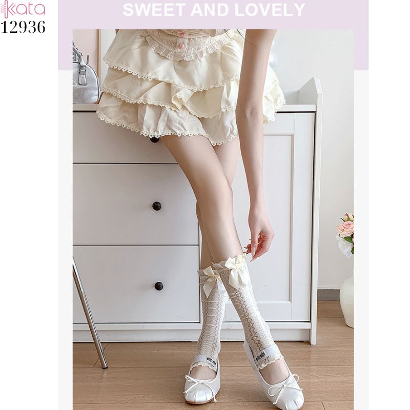Ống tất ren JK lolita phong cách Nhật Bản,vớ mùa hè mỏng che ống chân thời trang 12936