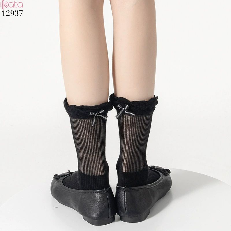 Tất ren nơ lolita,vớ nữ ống giữa xuân hè 12937