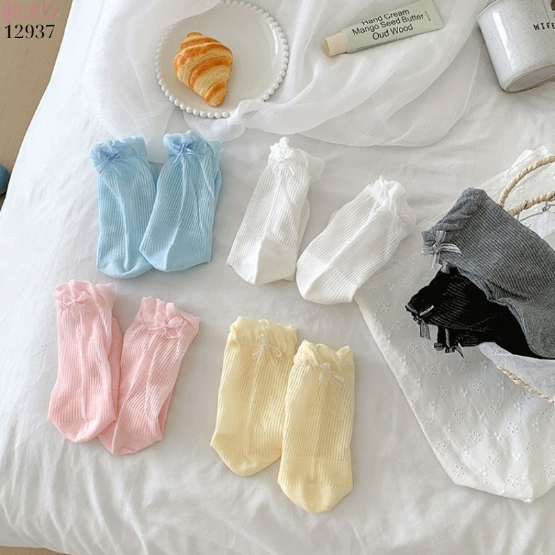 Tất ren nơ lolita,vớ nữ ống giữa xuân hè 12937