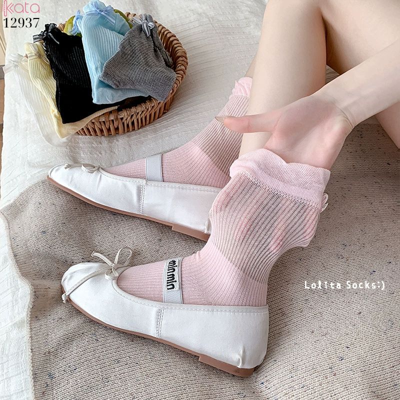 Tất ren nơ lolita,vớ nữ ống giữa xuân hè 12937