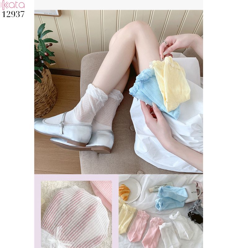 Tất ren nơ lolita,vớ nữ ống giữa xuân hè 12937