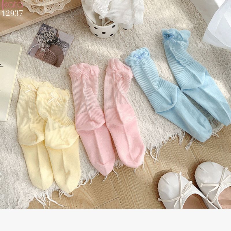 Tất ren nơ lolita,vớ nữ ống giữa xuân hè 12937