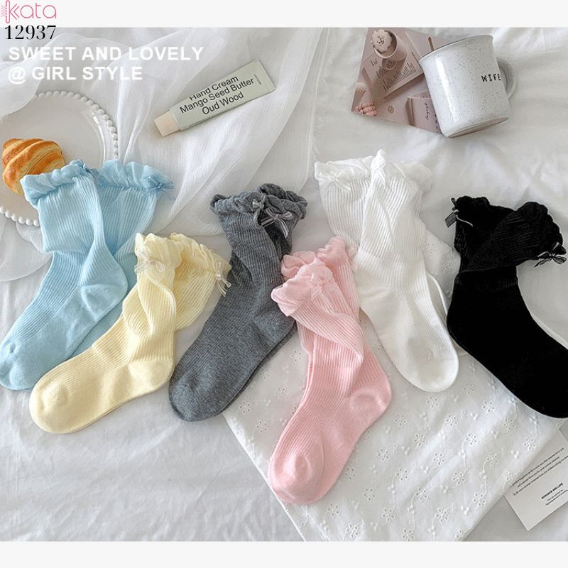 Tất ren nơ lolita,vớ nữ ống giữa xuân hè 12937