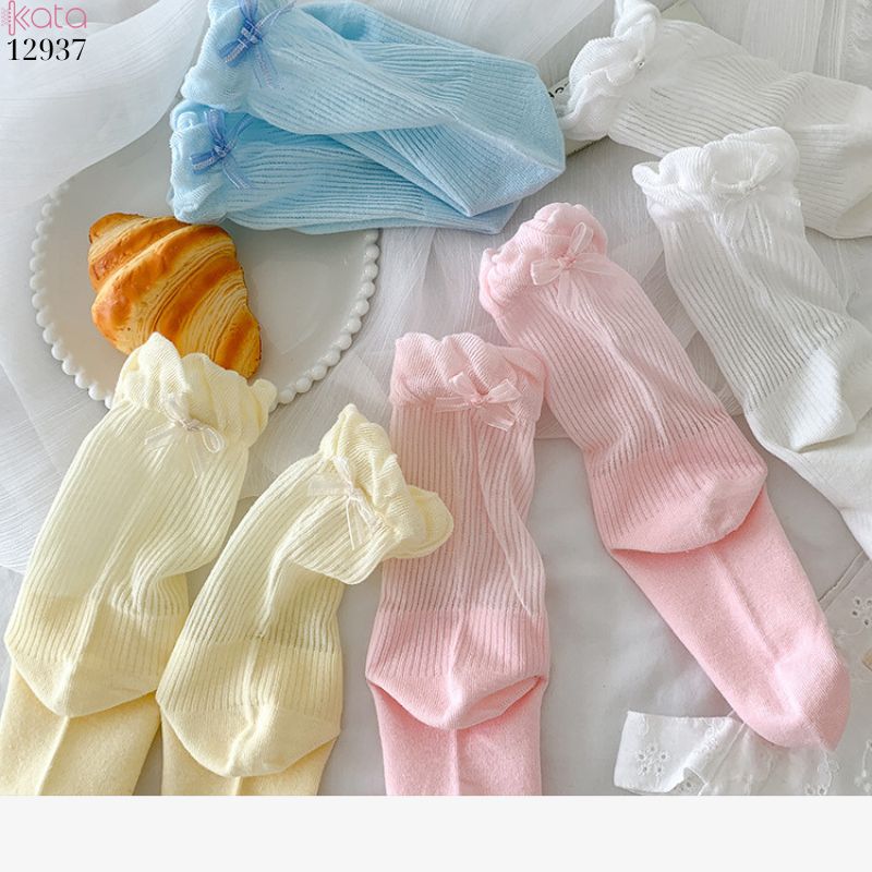 Tất ren nơ lolita,vớ nữ ống giữa xuân hè 12937