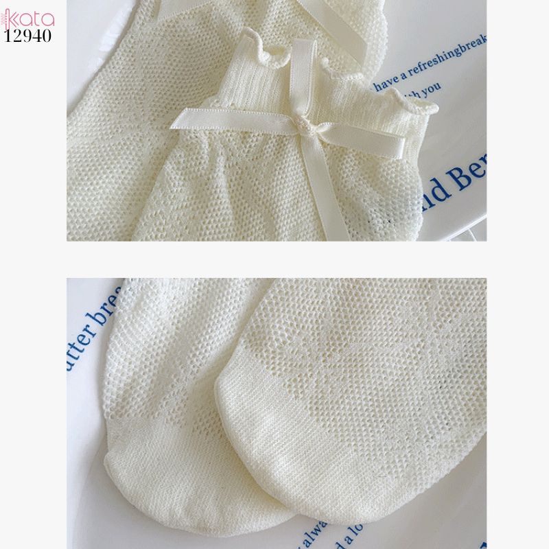 Tất ren mỏng công chúa lolita,vớ nữ bắp chân nơ cutout 12940