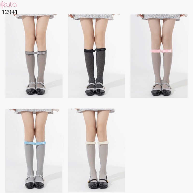 Tất bắp chân mỏng ánh bạc,vớ lụa nơ series ballet xuân hè 12941