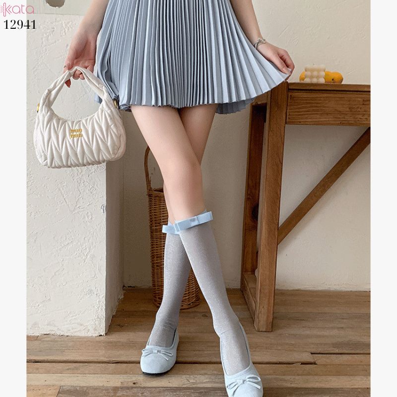 Tất bắp chân mỏng ánh bạc,vớ lụa nơ series ballet xuân hè 12941