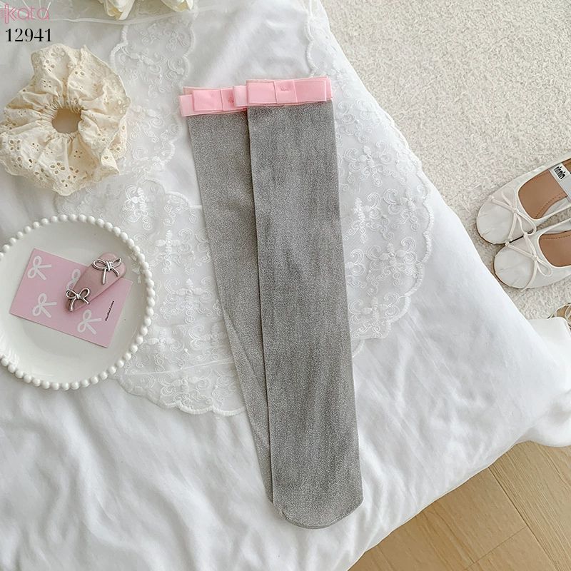 Tất bắp chân mỏng ánh bạc,vớ lụa nơ series ballet xuân hè 12941