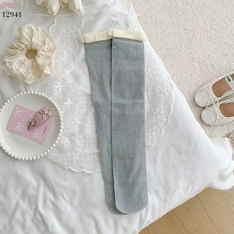 Tất bắp chân mỏng ánh bạc,vớ lụa nơ series ballet xuân hè 12941