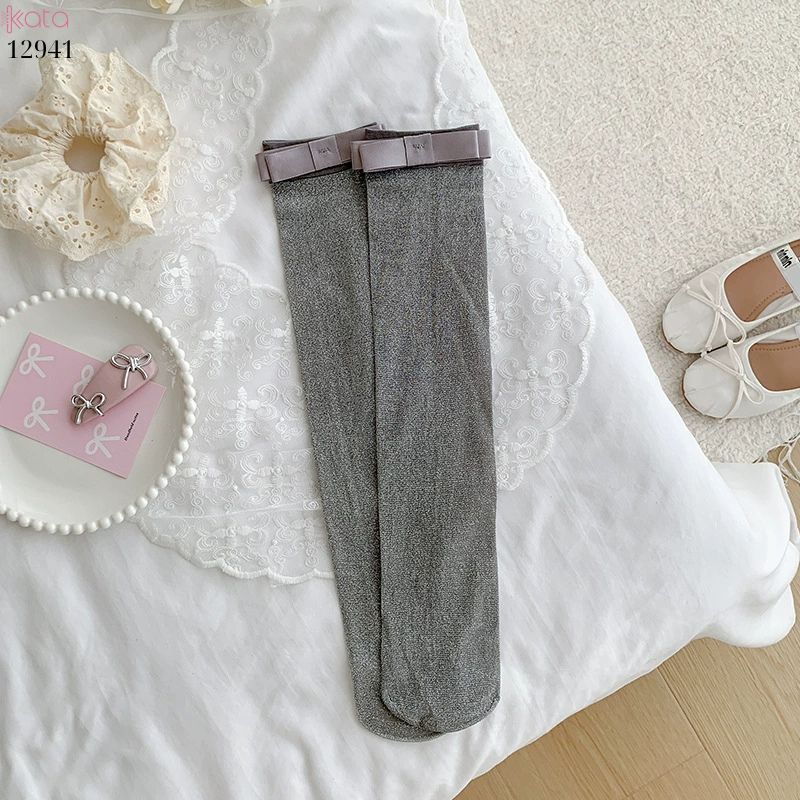 Tất bắp chân mỏng ánh bạc,vớ lụa nơ series ballet xuân hè 12941