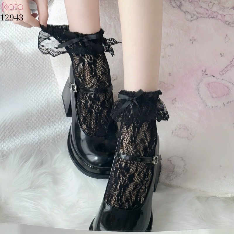 Tất ren lolita mùa hè,vớ hoa hồng giữa bắp chân 12943