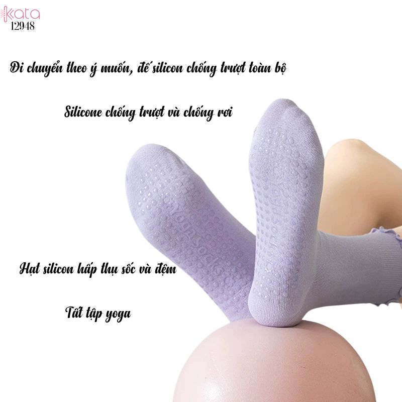 Tất thể thao chống trượt,vớ viền nấm yoga pilates 12948