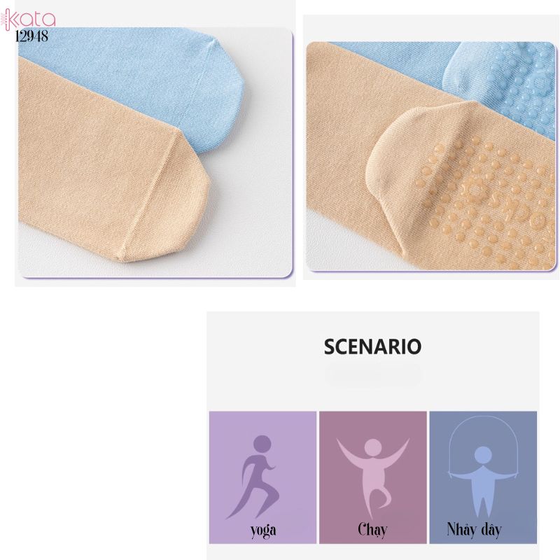 Tất thể thao chống trượt,vớ viền nấm yoga pilates 12948