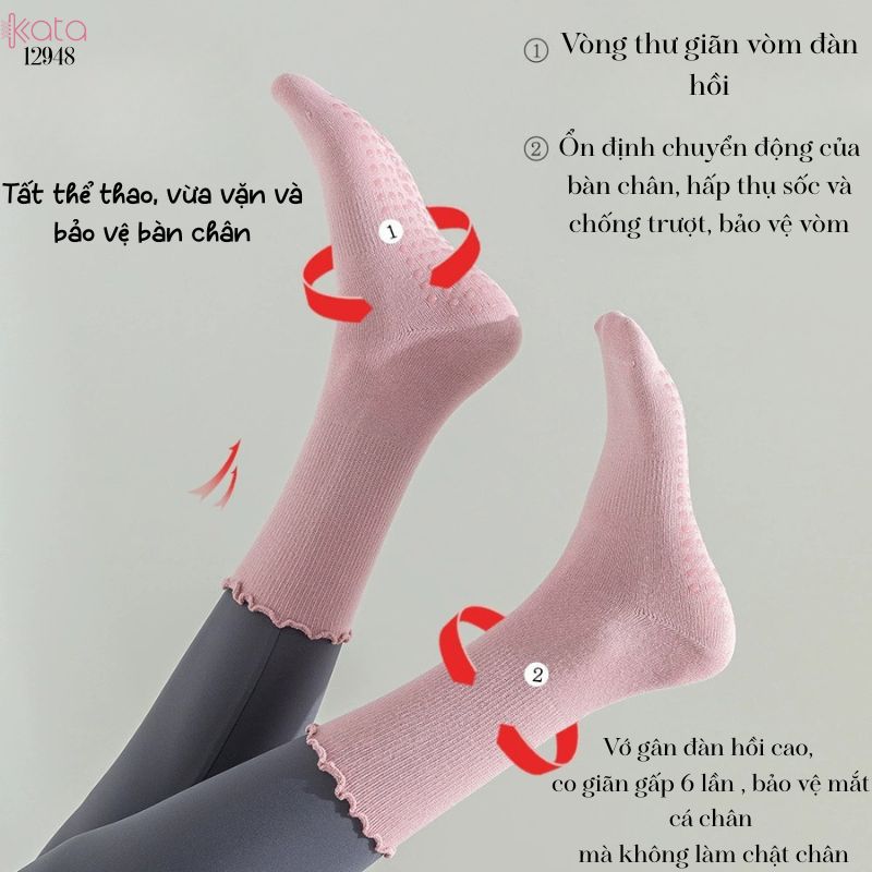 Tất thể thao chống trượt,vớ viền nấm yoga pilates 12948
