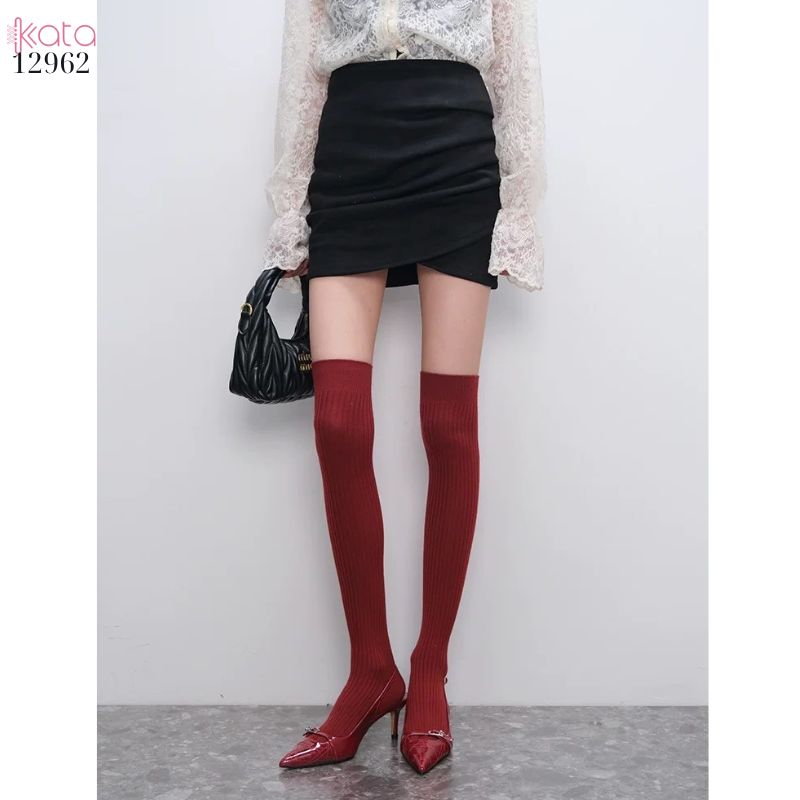 Tất qua gối,vớ sọc dọc vải bông mềm 12962